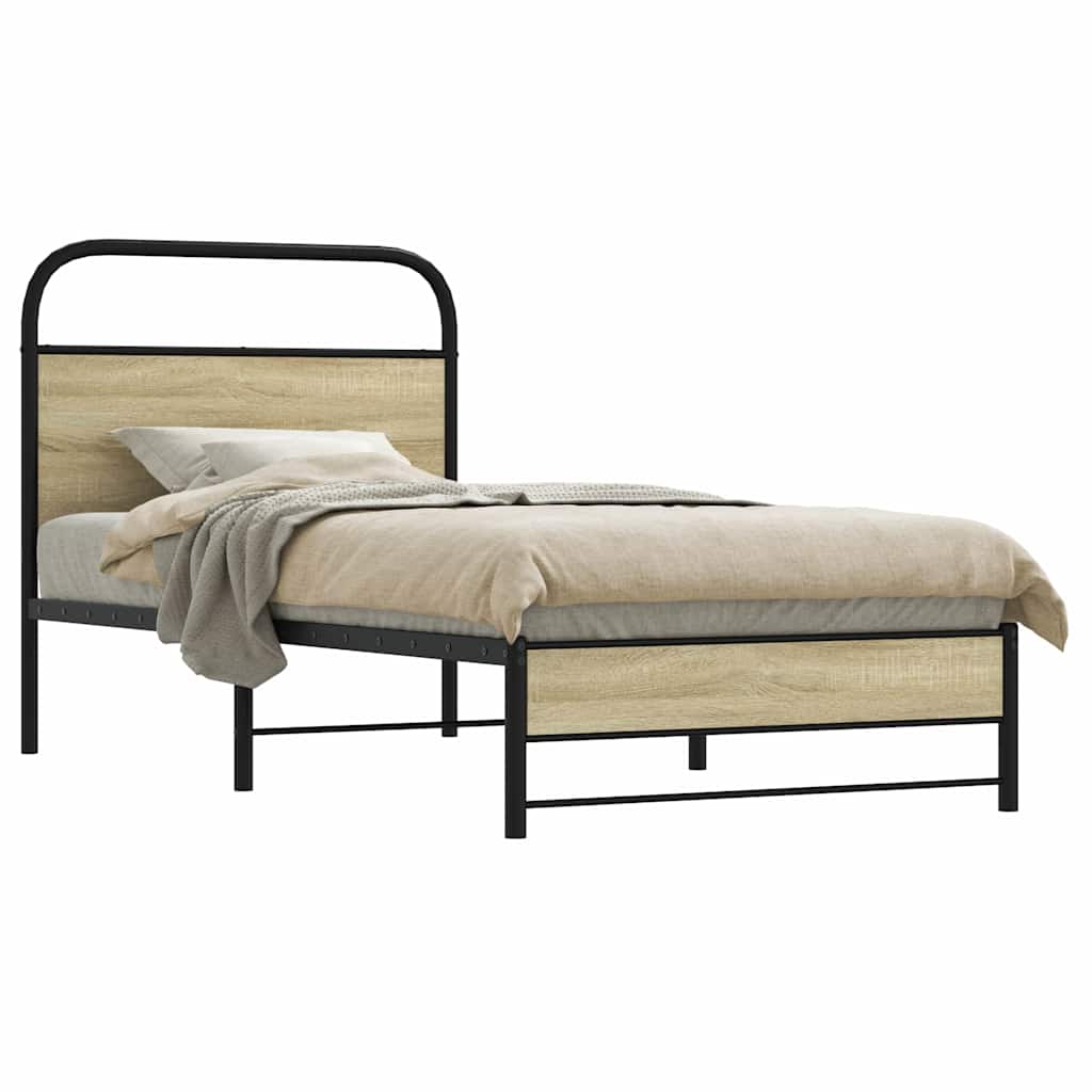 Bedframe zonder matras bewerkt hout sonoma eikenkleur 80x200 cm is nu te koop bij PeponiXL, paradijselijk wonen!