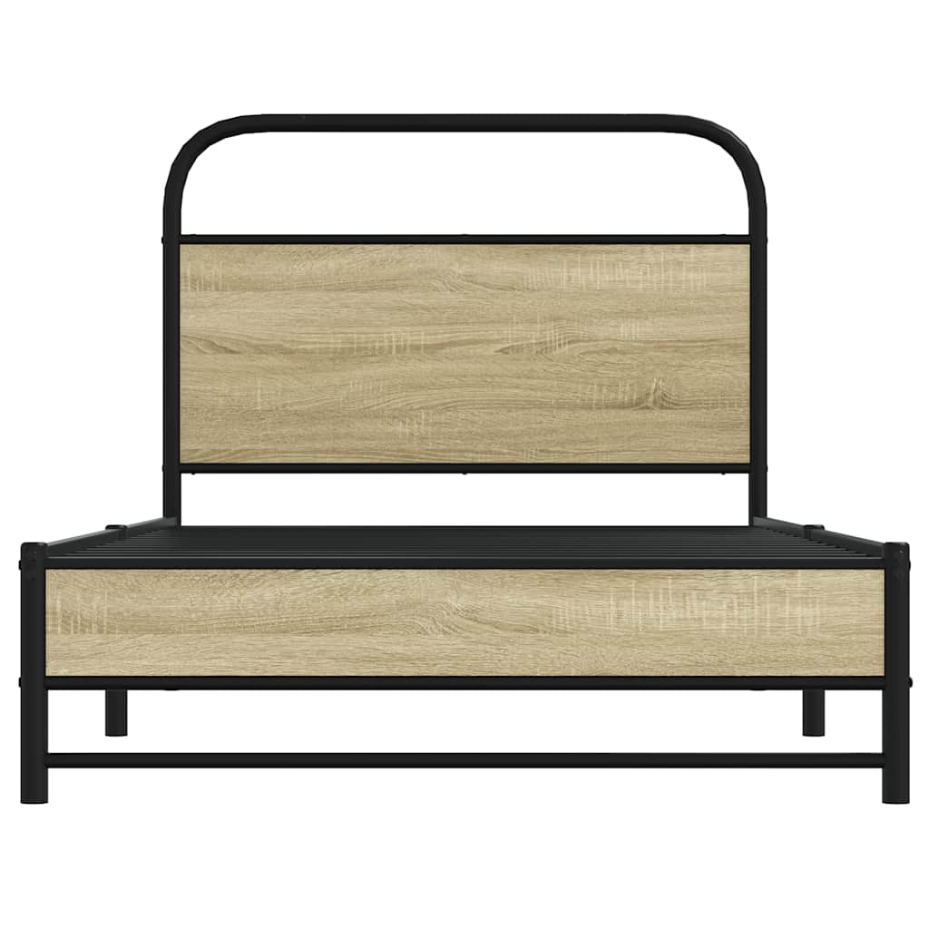 Bedframe zonder matras bewerkt hout sonoma eikenkleur 90x190 cm is nu te koop bij PeponiXL, paradijselijk wonen!
