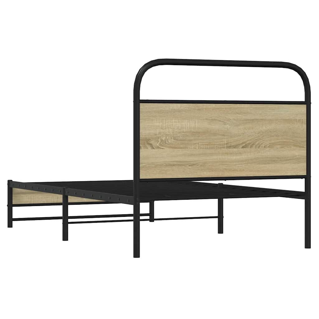 Bedframe zonder matras bewerkt hout sonoma eikenkleur 90x200 cm is nu te koop bij PeponiXL, paradijselijk wonen!