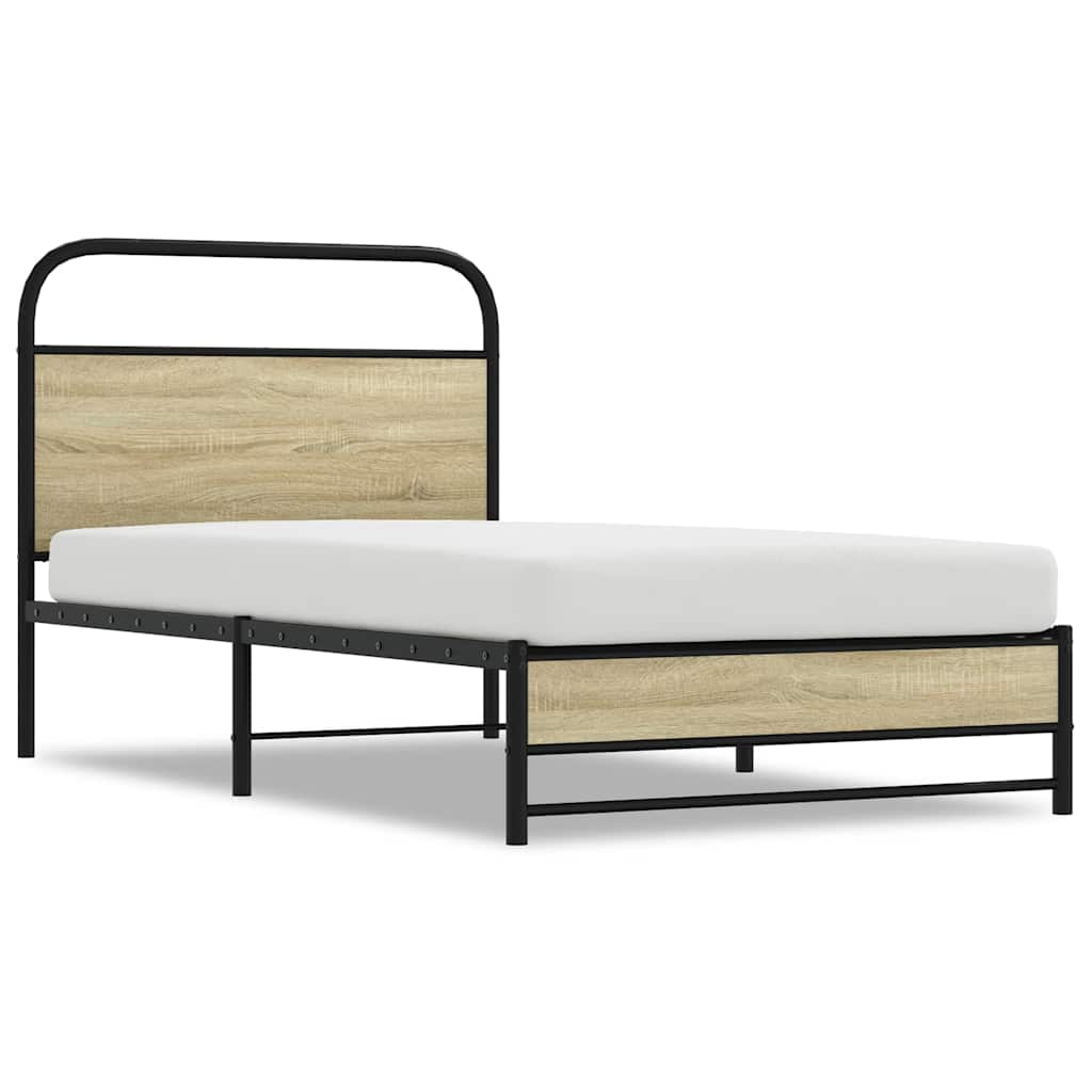 Bedframe zonder matras bewerkt hout sonoma eikenkleur 100x190cm is nu te koop bij PeponiXL, paradijselijk wonen!