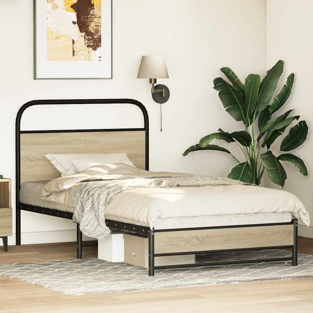 Bedframe zonder matras bewerkt hout sonoma eikenkleur 100x190cm is nu te koop bij PeponiXL, paradijselijk wonen!