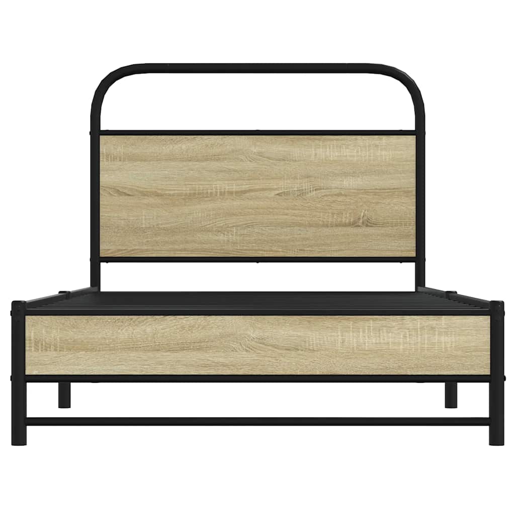 Bedframe zonder matras bewerkt hout sonoma eikenkleur 100x200cm is nu te koop bij PeponiXL, paradijselijk wonen!