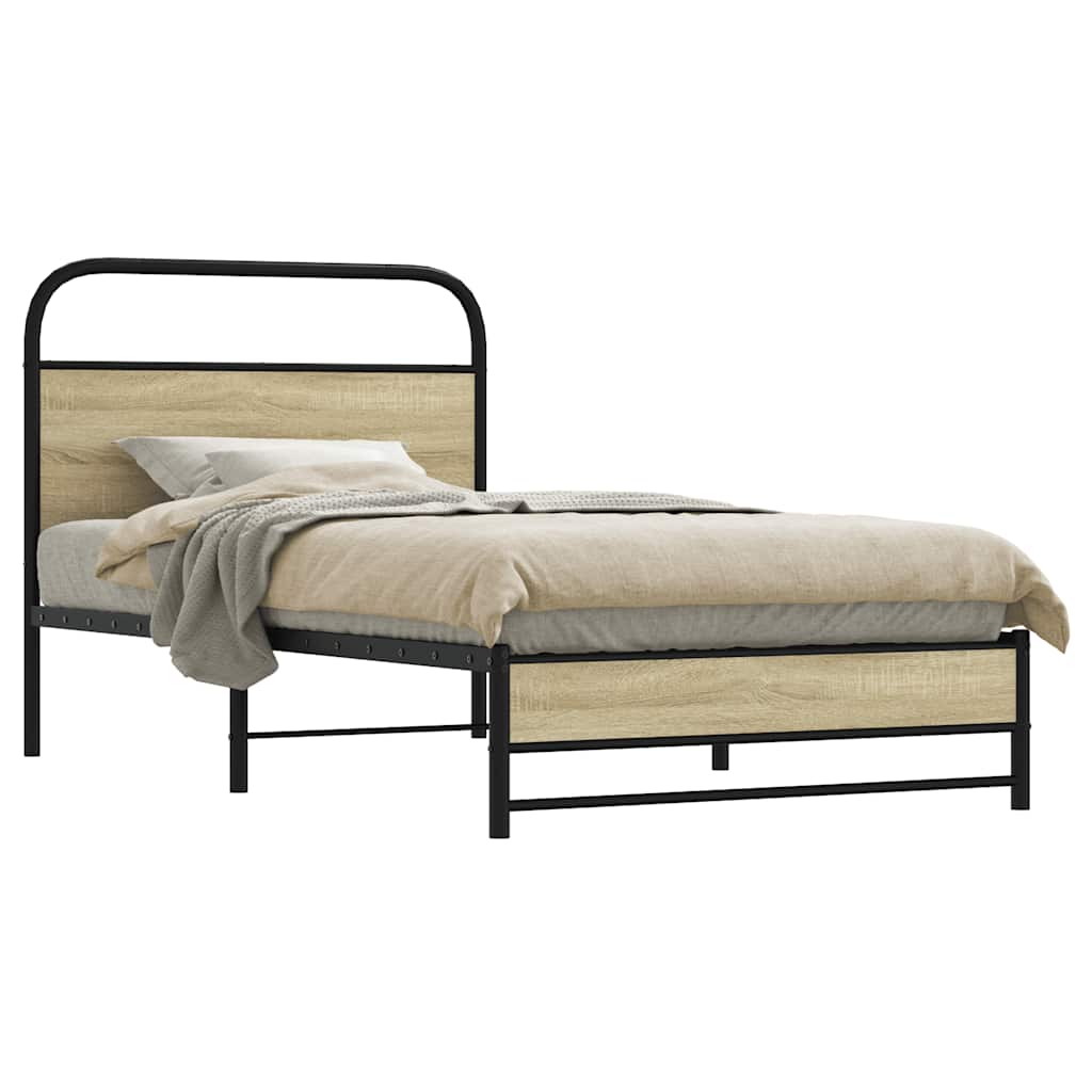 Bedframe zonder matras bewerkt hout sonoma eikenkleur 100x200cm is nu te koop bij PeponiXL, paradijselijk wonen!