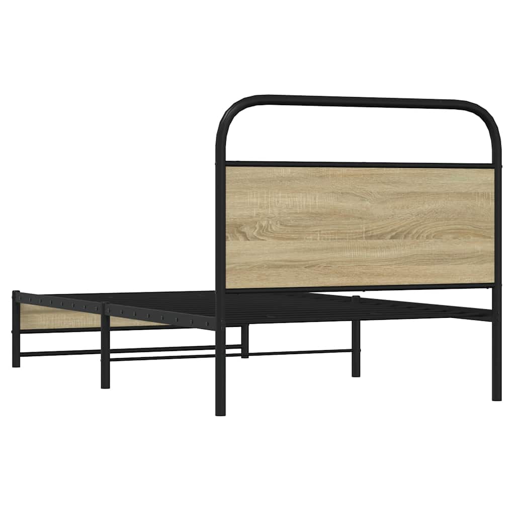 Bedframe zonder matras bewerkt hout sonoma eikenkleur 107x203cm is nu te koop bij PeponiXL, paradijselijk wonen!