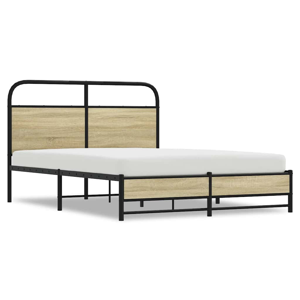 Bedframe zonder matras bewerkt hout sonoma eikenkleur 120x200cm is nu te koop bij PeponiXL, paradijselijk wonen!