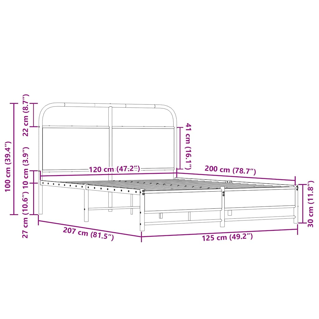 Bedframe zonder matras bewerkt hout sonoma eikenkleur 120x200cm is nu te koop bij PeponiXL, paradijselijk wonen!