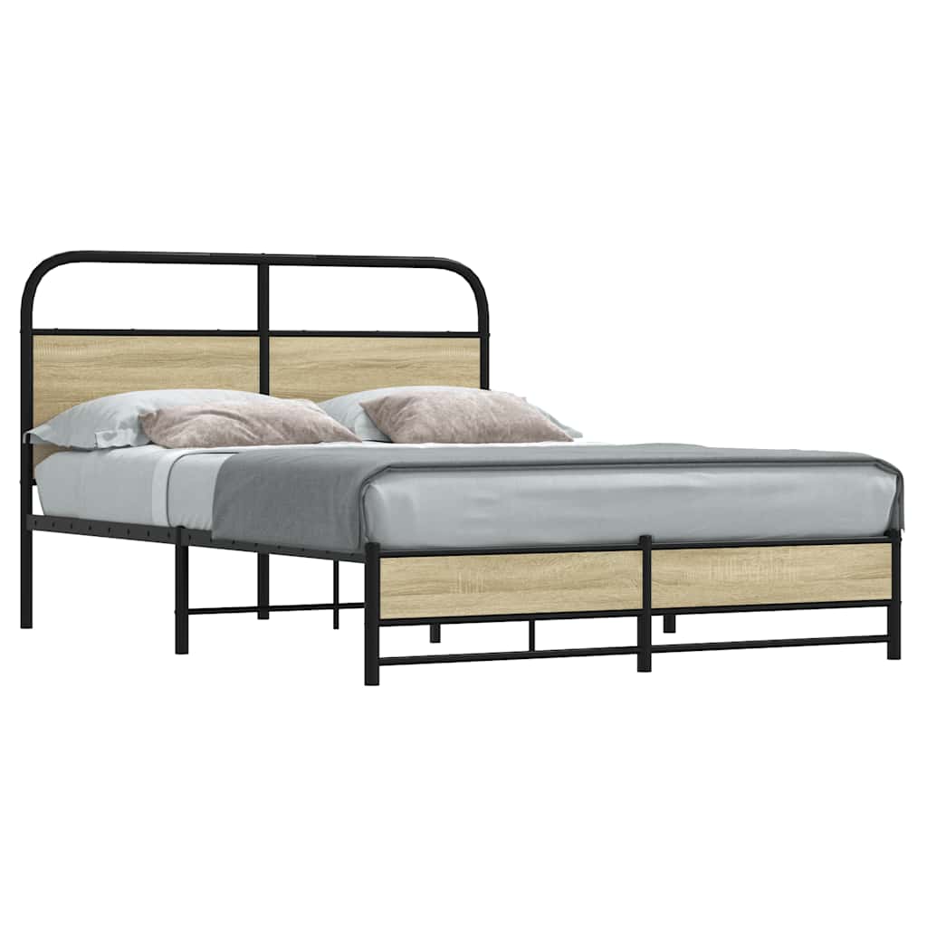 Bedframe zonder matras bewerkt hout sonoma eikenkleur 120x200cm is nu te koop bij PeponiXL, paradijselijk wonen!