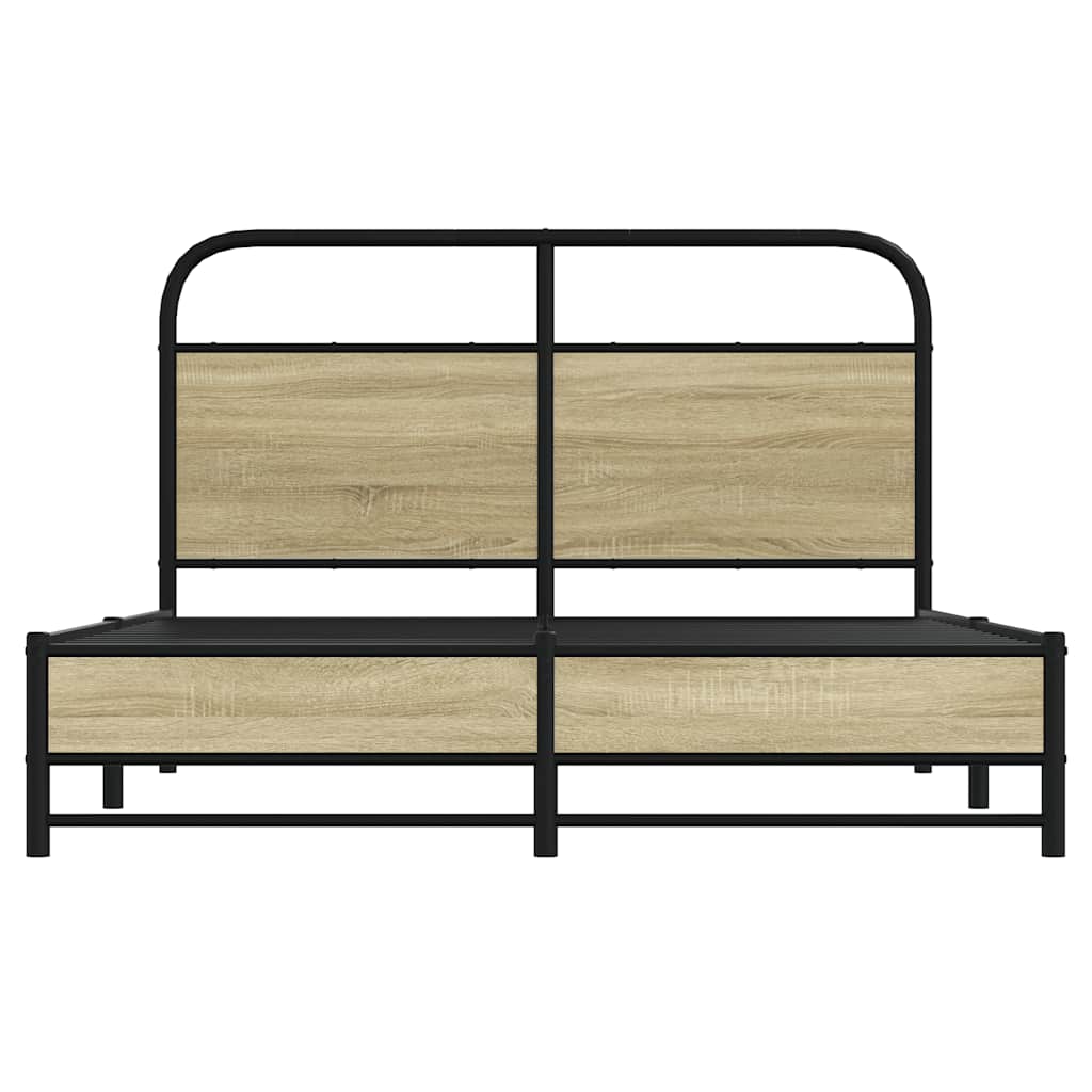 Bedframe zonder matras bewerkt hout sonoma eikenkleur 135x190cm is nu te koop bij PeponiXL, paradijselijk wonen!