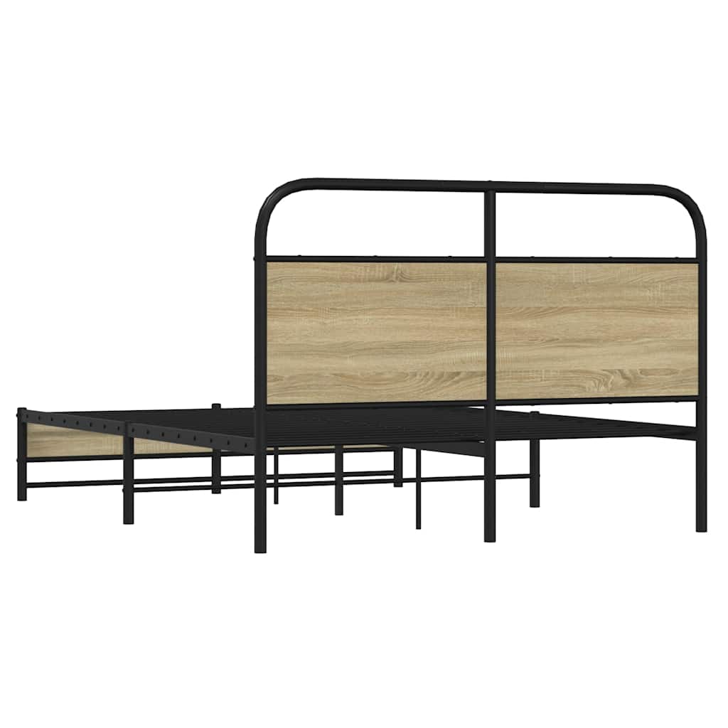 Bedframe zonder matras bewerkt hout sonoma eikenkleur 135x190cm is nu te koop bij PeponiXL, paradijselijk wonen!