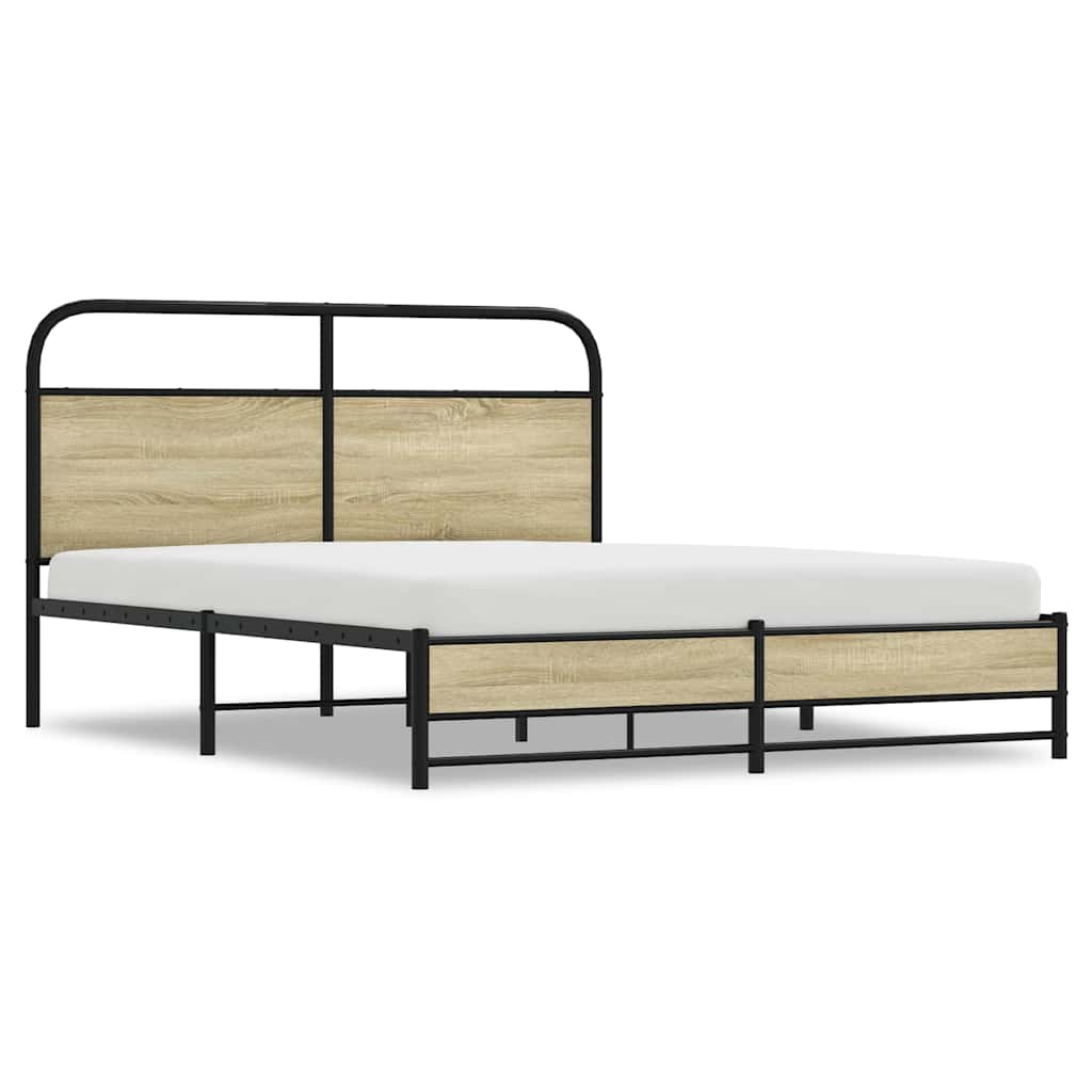 Bedframe zonder matras bewerkt hout sonoma eikenkleur 150x200cm is nu te koop bij PeponiXL, paradijselijk wonen!