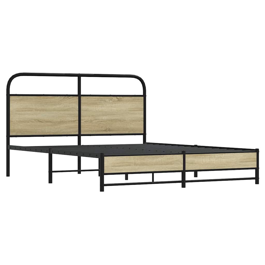 Bedframe zonder matras bewerkt hout sonoma eikenkleur 150x200cm is nu te koop bij PeponiXL, paradijselijk wonen!