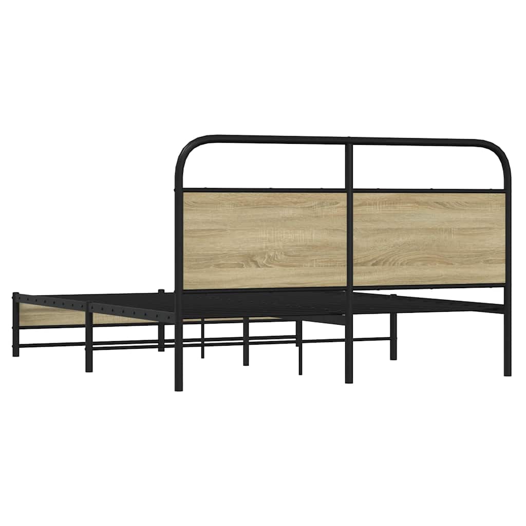Bedframe zonder matras bewerkt hout sonoma eikenkleur 150x200cm is nu te koop bij PeponiXL, paradijselijk wonen!