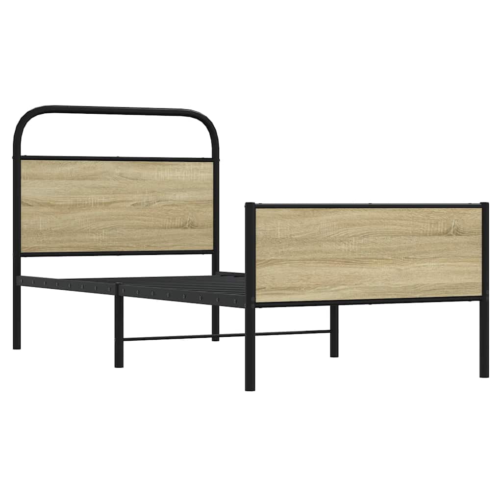 Bedframe zonder matras bewerkt hout sonoma eikenkleur 75x190 cm is nu te koop bij PeponiXL, paradijselijk wonen!