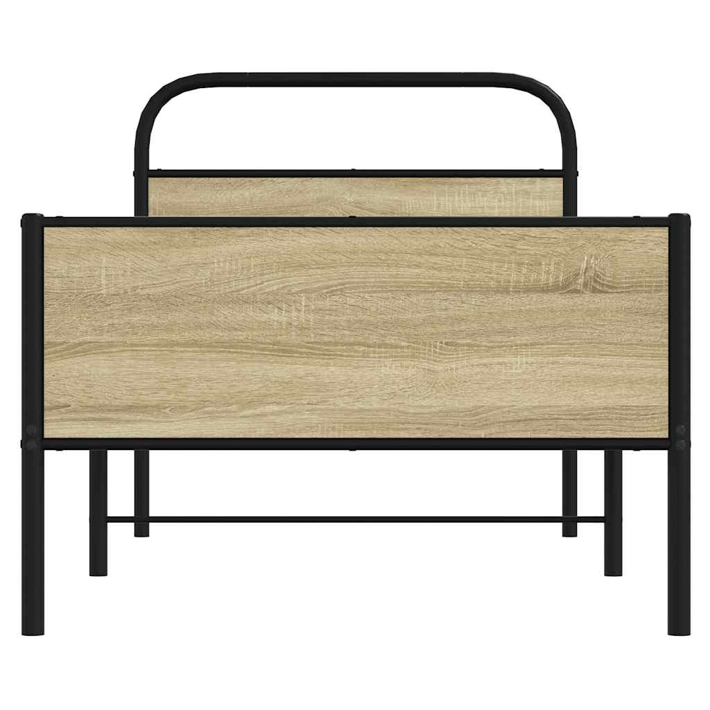 Bedframe zonder matras bewerkt hout sonoma eikenkleur 75x190 cm is nu te koop bij PeponiXL, paradijselijk wonen!