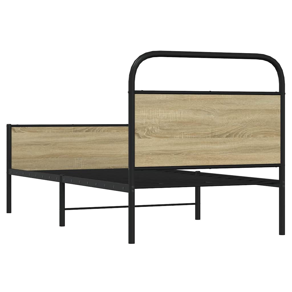 Bedframe zonder matras bewerkt hout sonoma eikenkleur 75x190 cm is nu te koop bij PeponiXL, paradijselijk wonen!