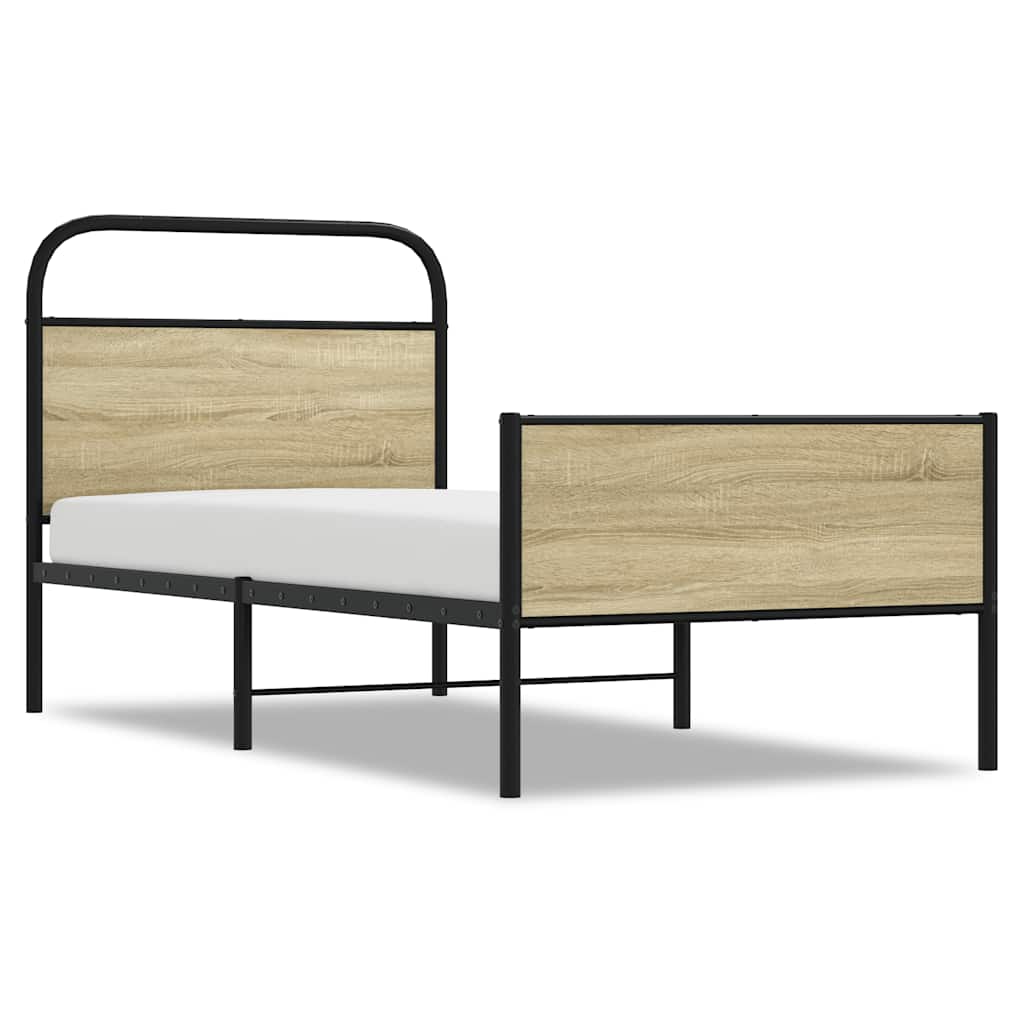 Bedframe zonder matras bewerkt hout sonoma eikenkleur 80x200 cm is nu te koop bij PeponiXL, paradijselijk wonen!