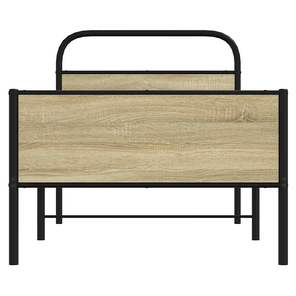 Bedframe zonder matras bewerkt hout sonoma eikenkleur 80x200 cm is nu te koop bij PeponiXL, paradijselijk wonen!