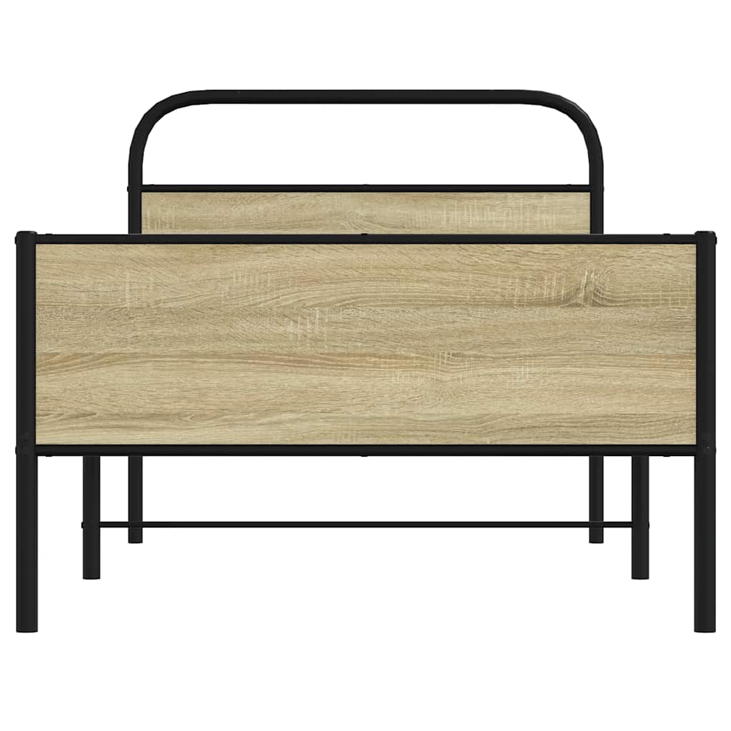 Bedframe zonder matras bewerkt hout sonoma eikenkleur 90x190 cm is nu te koop bij PeponiXL, paradijselijk wonen!