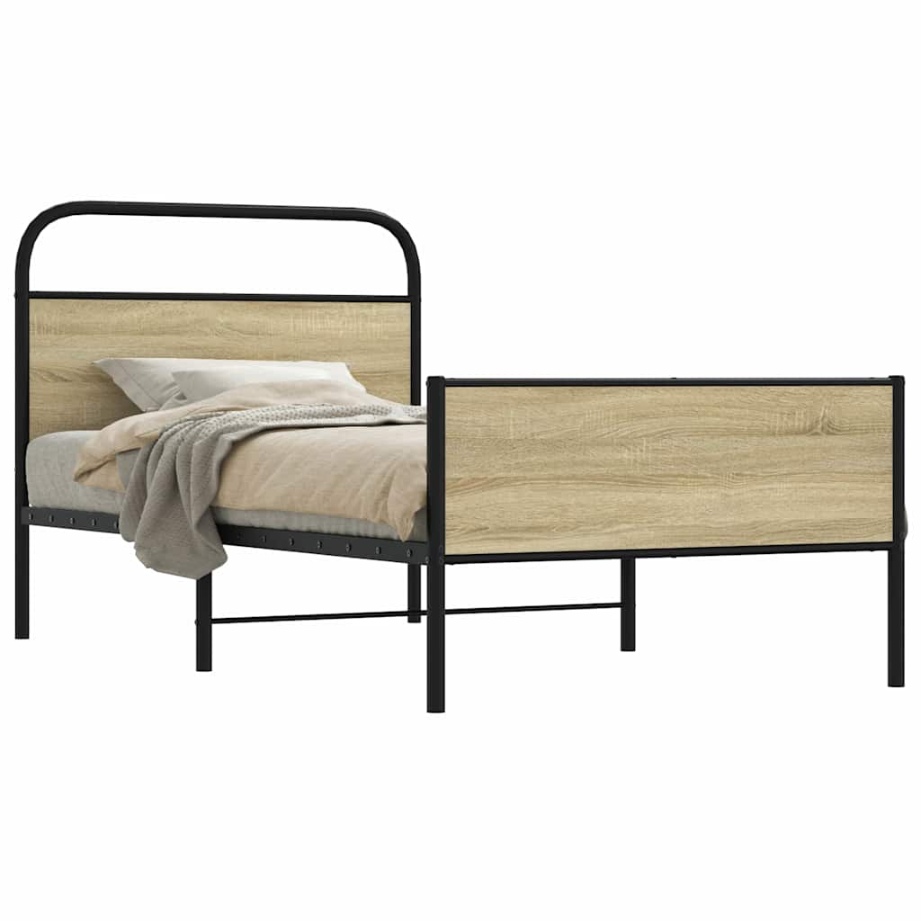 Bedframe zonder matras bewerkt hout sonoma eikenkleur 90x190 cm is nu te koop bij PeponiXL, paradijselijk wonen!