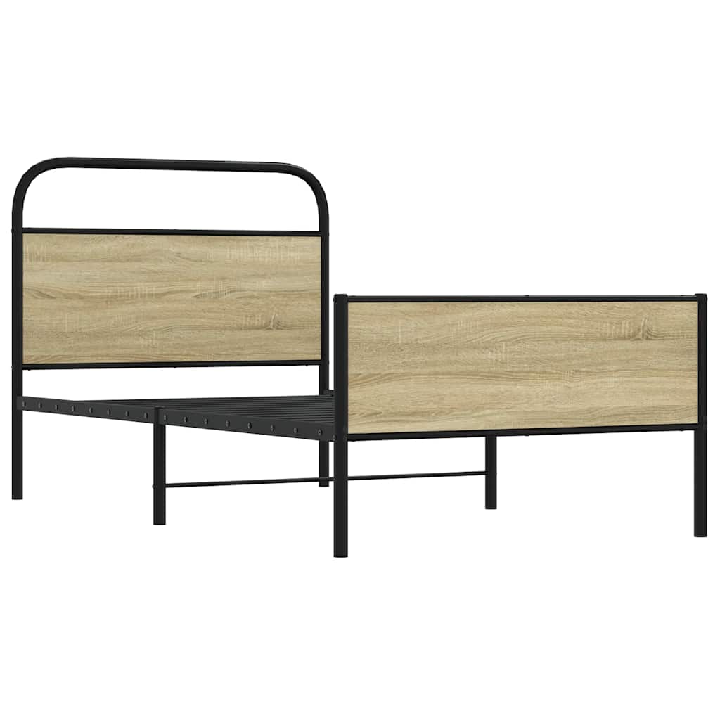 Bedframe zonder matras bewerkt hout sonoma eikenkleur 90x200 cm is nu te koop bij PeponiXL, paradijselijk wonen!