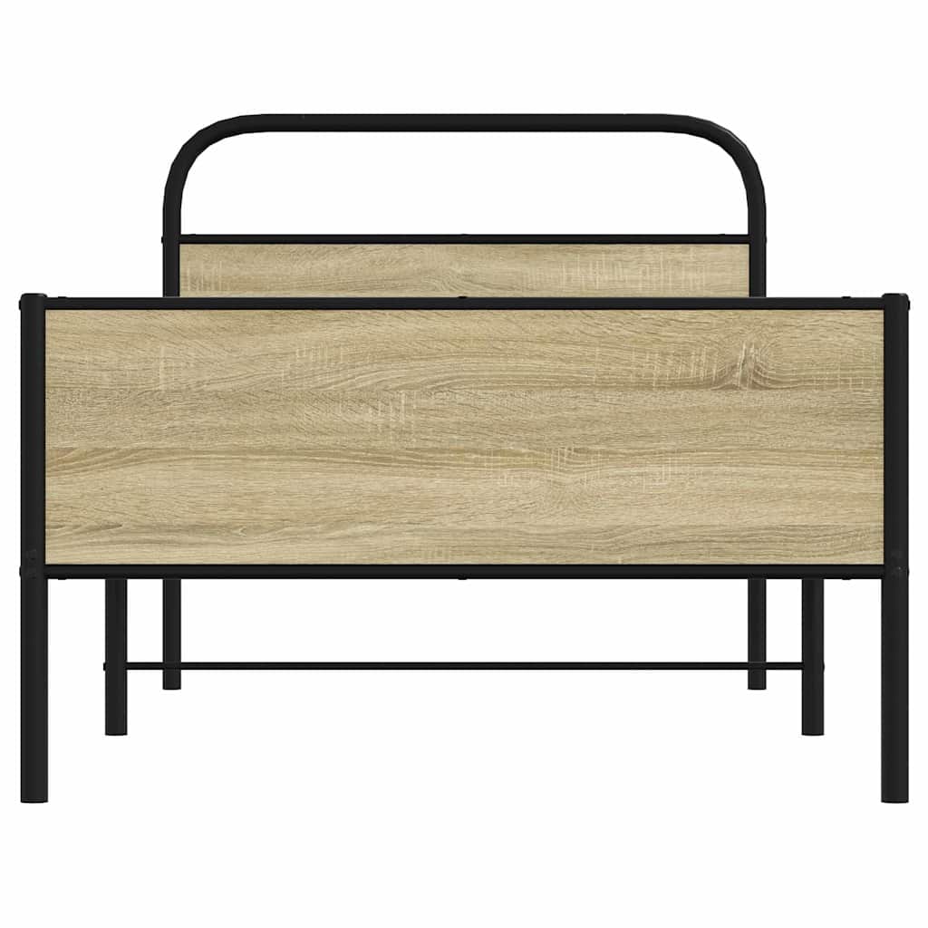 Bedframe zonder matras bewerkt hout sonoma eikenkleur 90x200 cm is nu te koop bij PeponiXL, paradijselijk wonen!