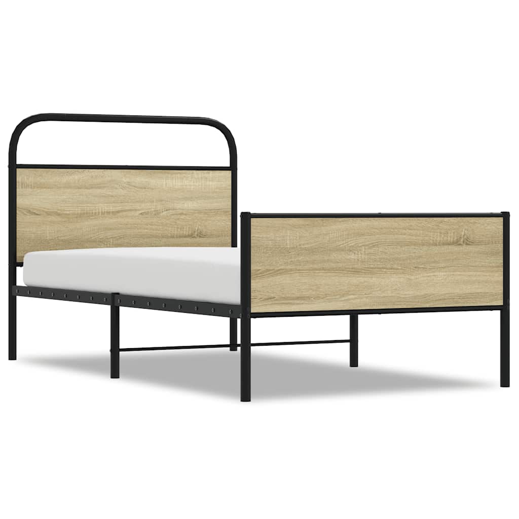 Bedframe zonder matras bewerkt hout sonoma eikenkleur 100x200cm is nu te koop bij PeponiXL, paradijselijk wonen!