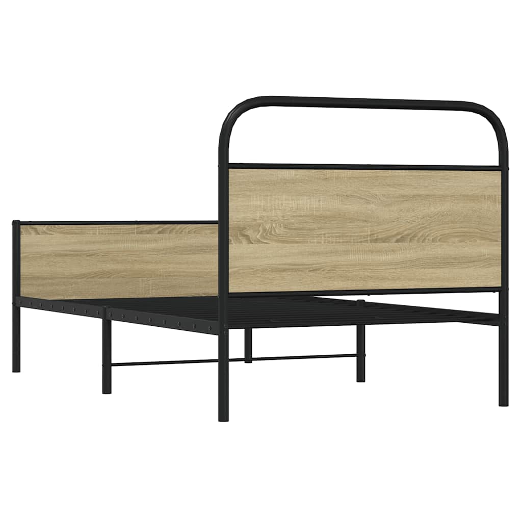 Bedframe zonder matras bewerkt hout sonoma eikenkleur 107x203cm is nu te koop bij PeponiXL, paradijselijk wonen!