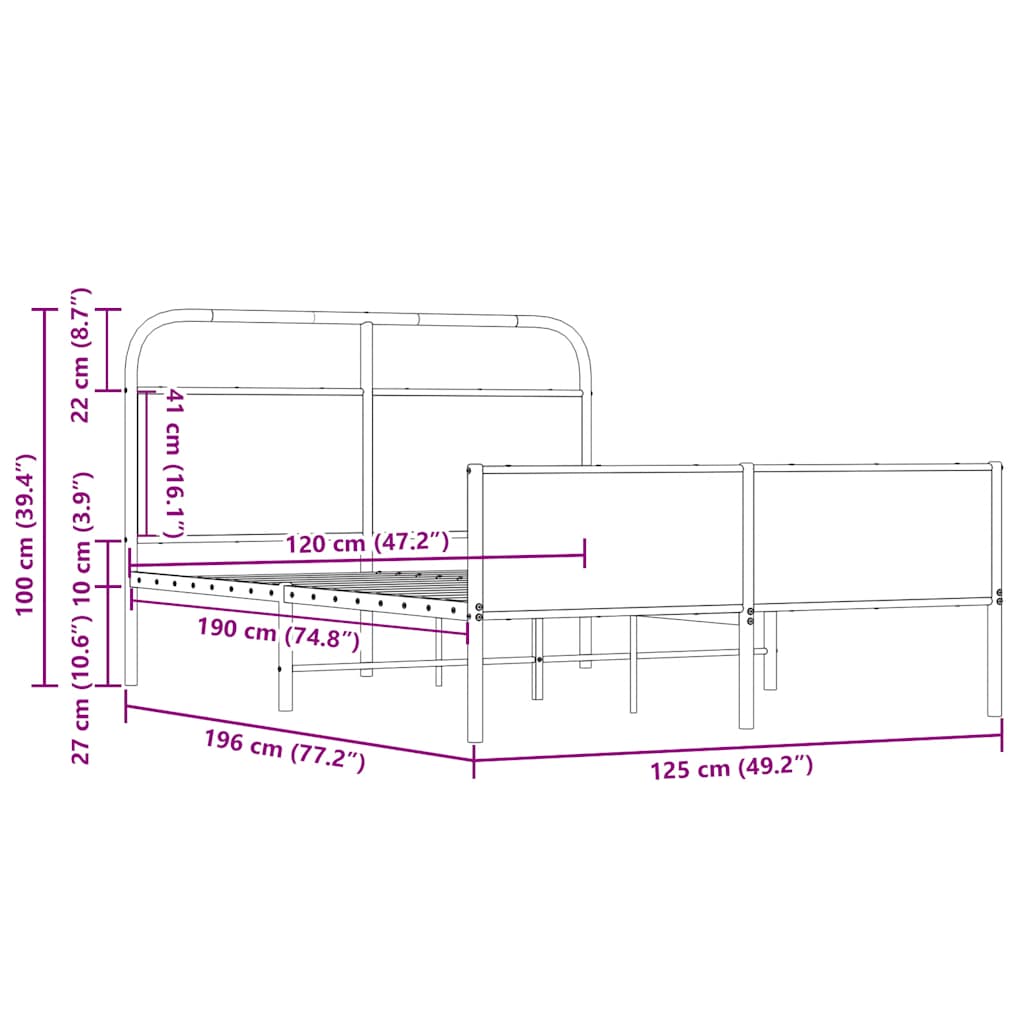 Bedframe zonder matras bewerkt hout sonoma eikenkleur 120x190cm is nu te koop bij PeponiXL, paradijselijk wonen!