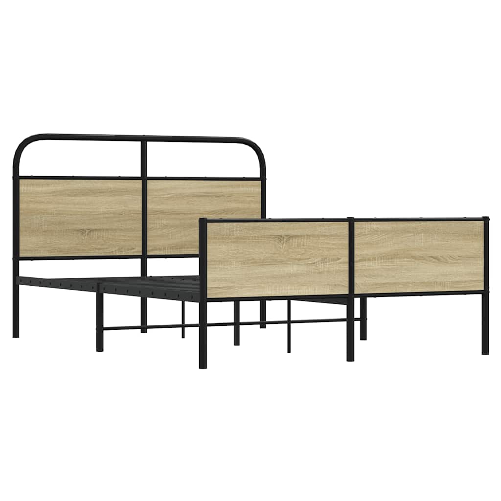 Bedframe zonder matras bewerkt hout sonoma eikenkleur 135x190cm is nu te koop bij PeponiXL, paradijselijk wonen!