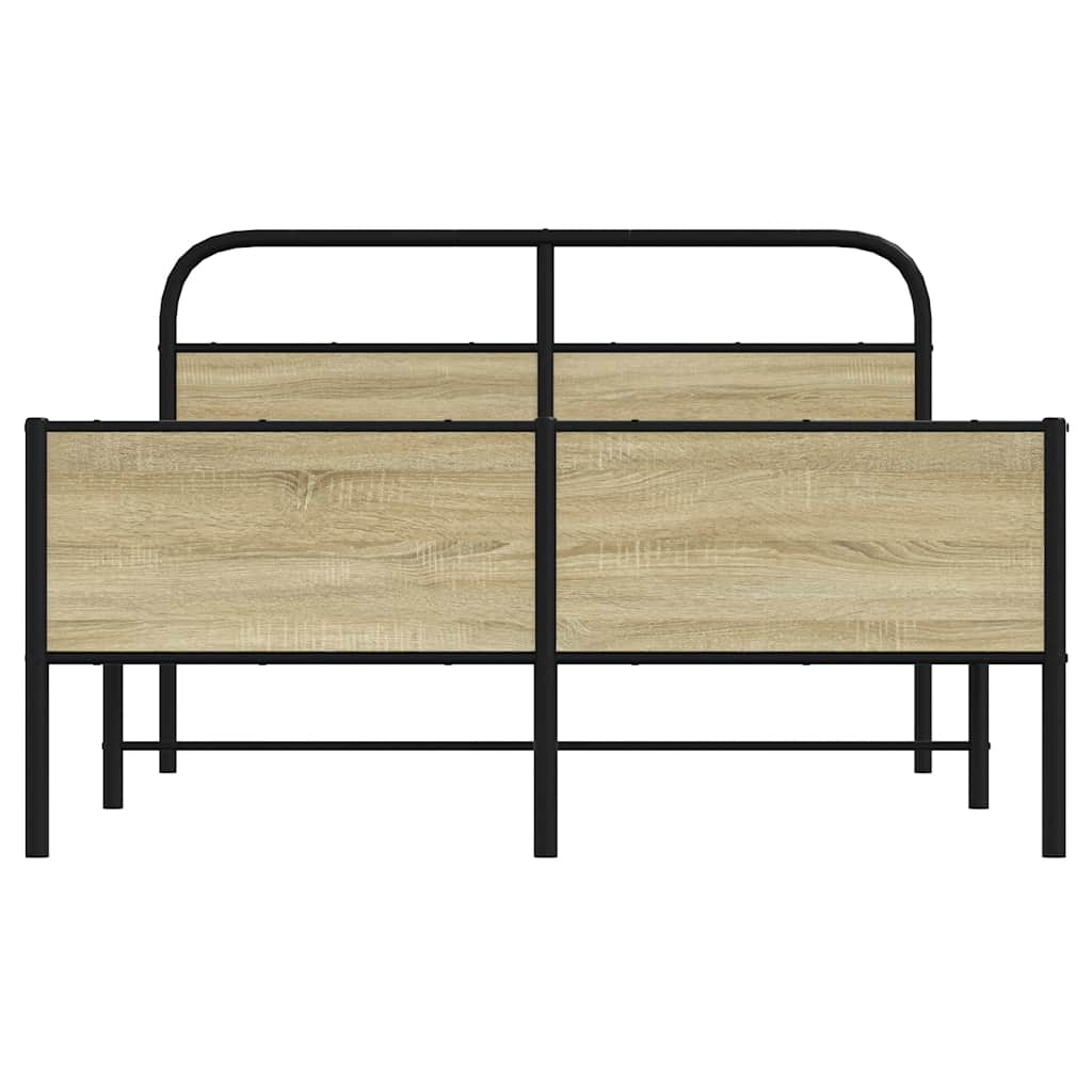 Bedframe zonder matras bewerkt hout sonoma eikenkleur 135x190cm is nu te koop bij PeponiXL, paradijselijk wonen!