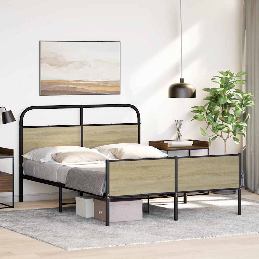 Bedframe zonder matras bewerkt hout sonoma eikenkleur 140x200cm is nu te koop bij PeponiXL, paradijselijk wonen!
