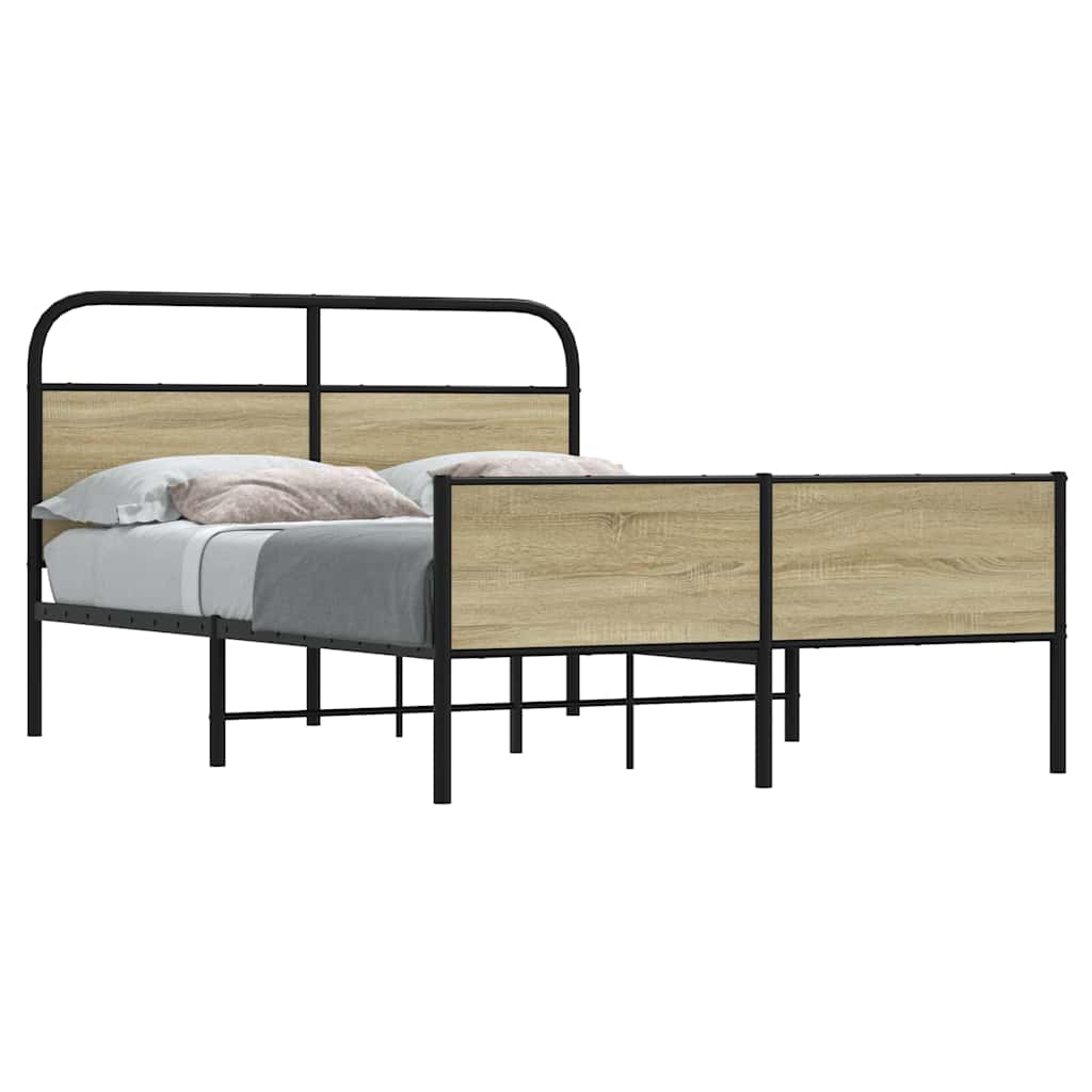 Bedframe zonder matras bewerkt hout sonoma eikenkleur 140x200cm is nu te koop bij PeponiXL, paradijselijk wonen!