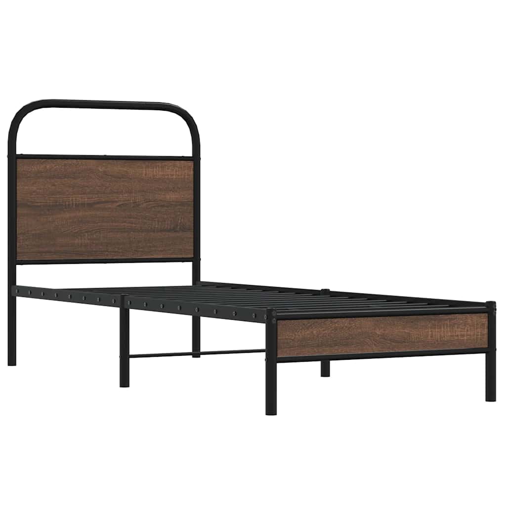 Bedframe zonder matras bewerkt hout bruin eikenkleur 75x190 cm is nu te koop bij PeponiXL, paradijselijk wonen!
