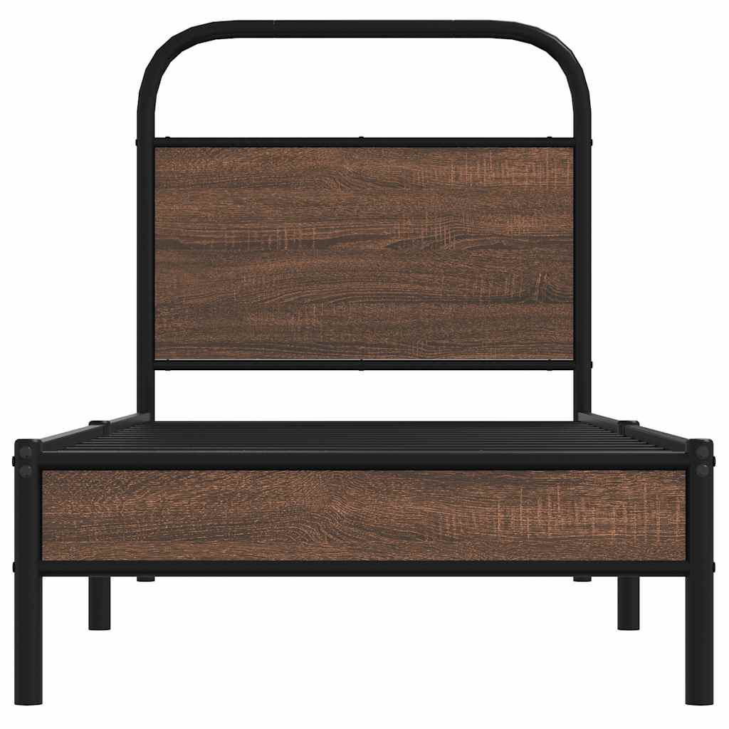Bedframe zonder matras bewerkt hout bruin eikenkleur 75x190 cm is nu te koop bij PeponiXL, paradijselijk wonen!