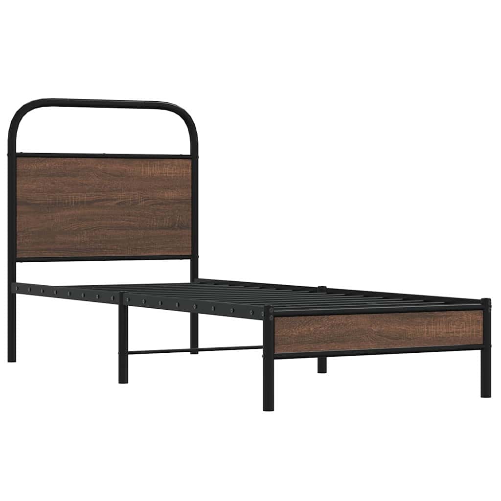 Bedframe zonder matras bewerkt hout bruin eikenkleur 80x200 cm is nu te koop bij PeponiXL, paradijselijk wonen!