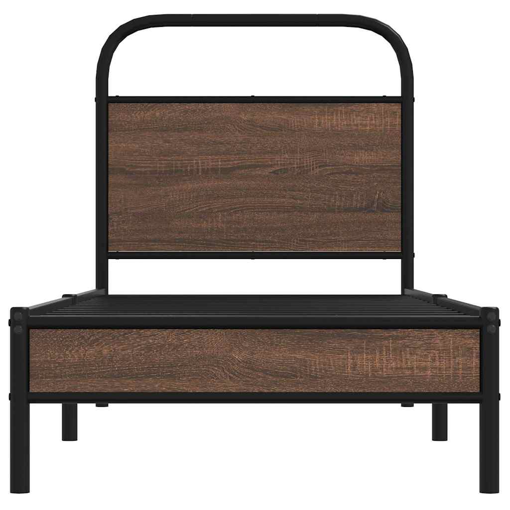 Bedframe zonder matras bewerkt hout bruin eikenkleur 80x200 cm is nu te koop bij PeponiXL, paradijselijk wonen!