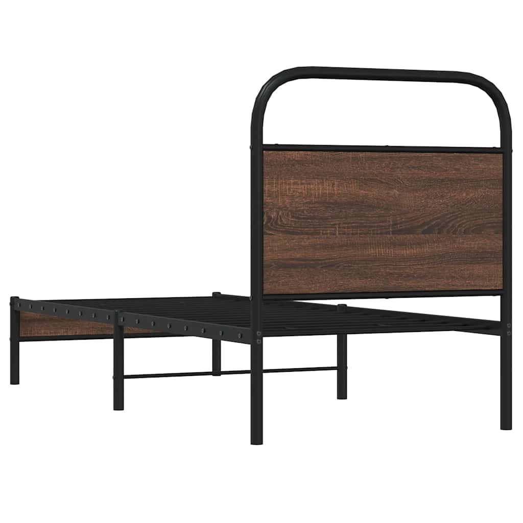 Bedframe zonder matras bewerkt hout bruin eikenkleur 80x200 cm is nu te koop bij PeponiXL, paradijselijk wonen!