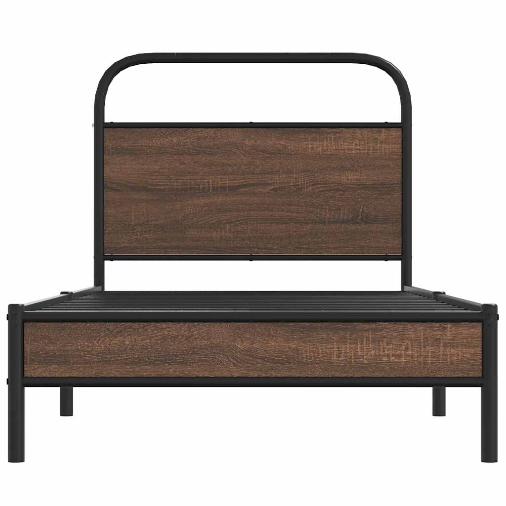 Bedframe zonder matras bewerkt hout bruin eikenkleur 90x190 cm is nu te koop bij PeponiXL, paradijselijk wonen!
