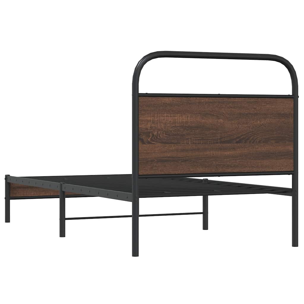 Bedframe zonder matras bewerkt hout bruin eikenkleur 90x200 cm is nu te koop bij PeponiXL, paradijselijk wonen!