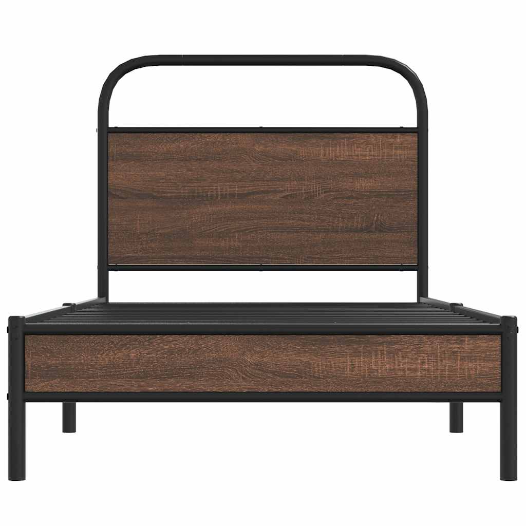 Bedframe zonder matras bewerkt hout bruin eikenkleur 100x200 cm is nu te koop bij PeponiXL, paradijselijk wonen!