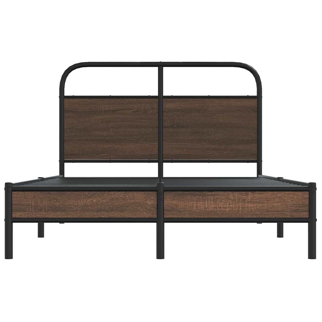 Bedframe zonder matras bewerkt hout bruin eikenkleur 135x190 cm is nu te koop bij PeponiXL, paradijselijk wonen!
