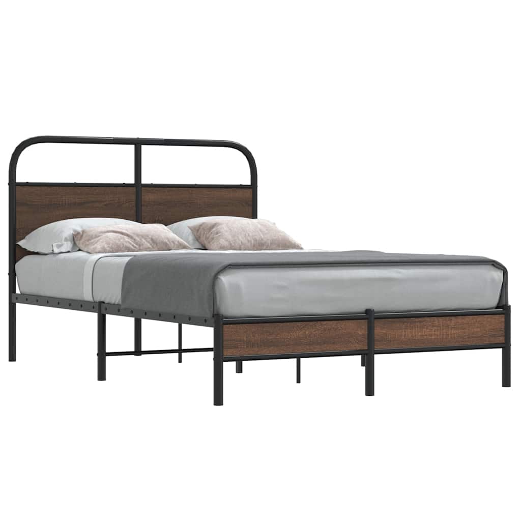 Bedframe zonder matras bewerkt hout bruin eikenkleur 140x190 cm is nu te koop bij PeponiXL, paradijselijk wonen!
