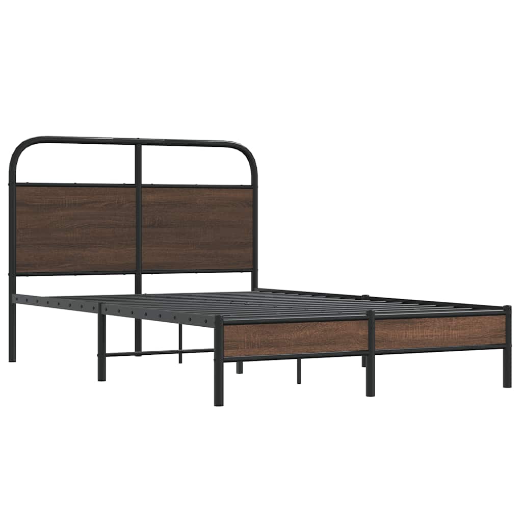 Bedframe zonder matras bewerkt hout bruin eikenkleur 140x200 cm is nu te koop bij PeponiXL, paradijselijk wonen!