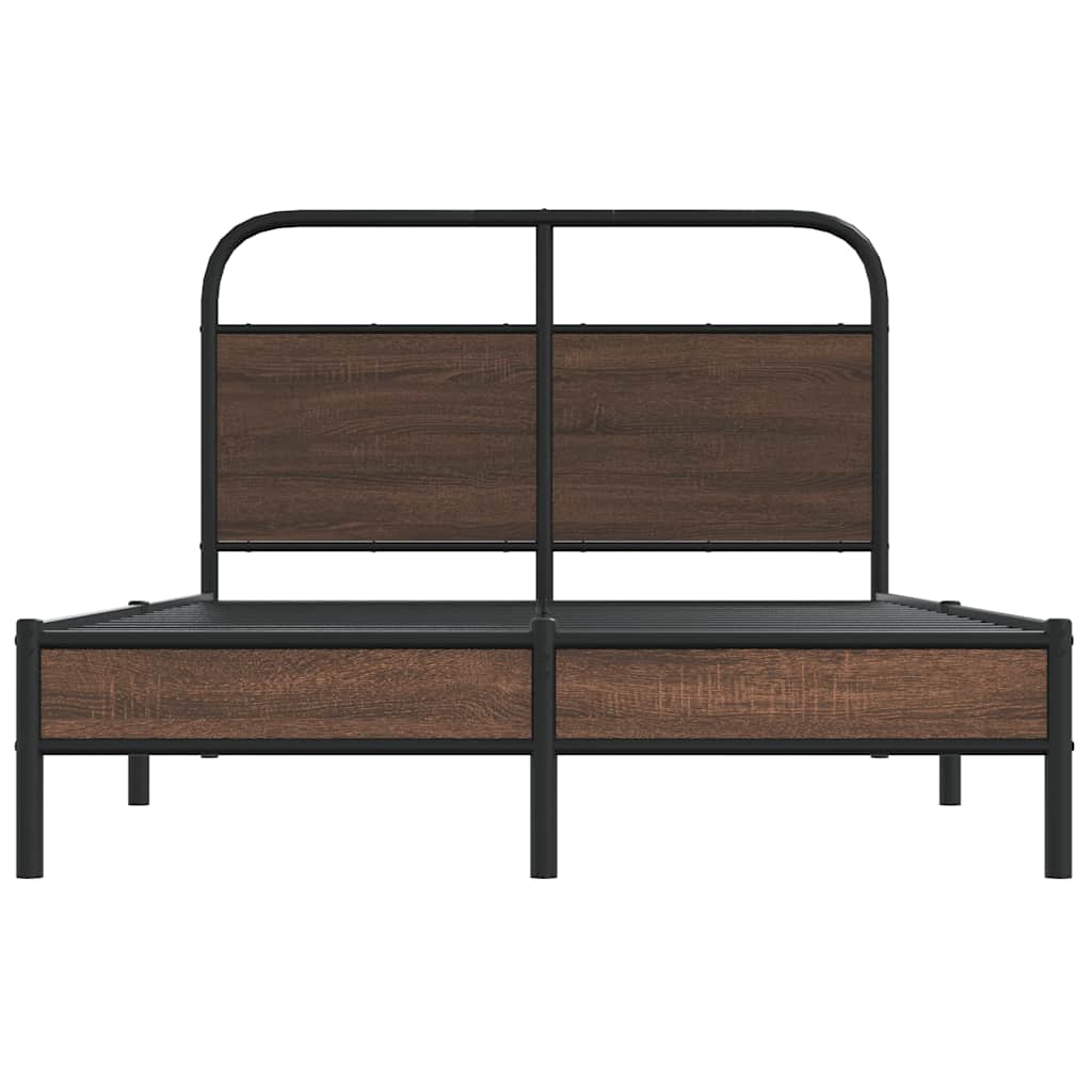 Bedframe zonder matras bewerkt hout bruin eikenkleur 140x200 cm is nu te koop bij PeponiXL, paradijselijk wonen!