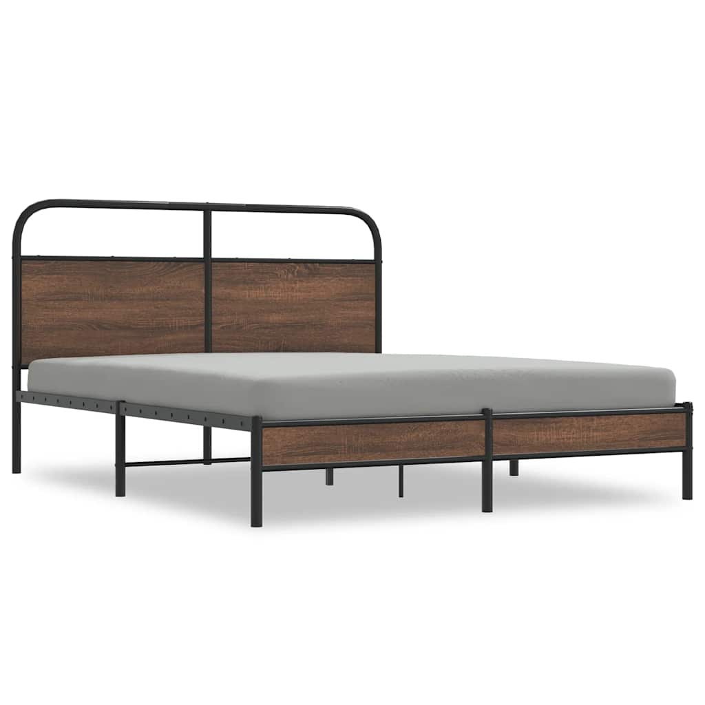 Bedframe zonder matras bewerkt hout bruin eikenkleur 150x200 cm is nu te koop bij PeponiXL, paradijselijk wonen!