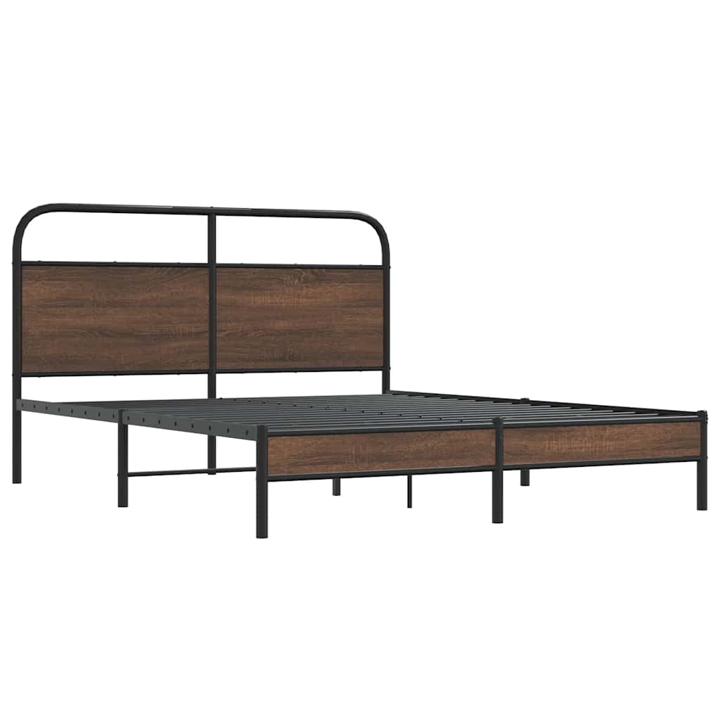 Bedframe zonder matras bewerkt hout bruin eikenkleur 150x200 cm is nu te koop bij PeponiXL, paradijselijk wonen!
