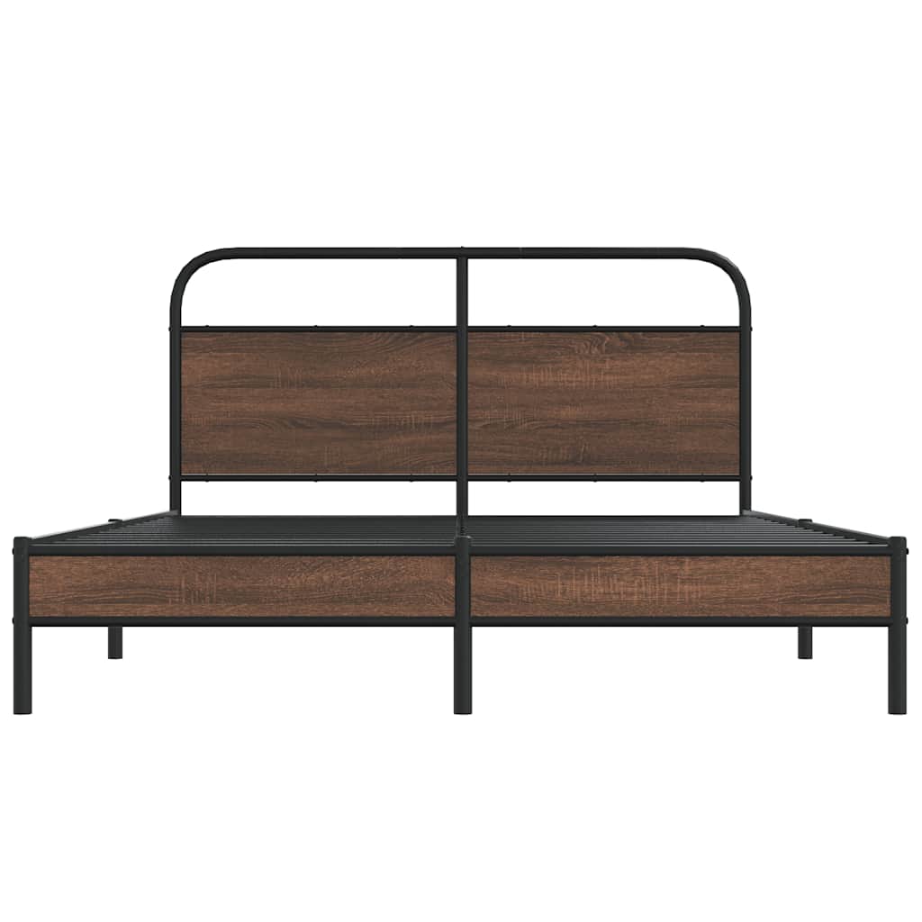Bedframe zonder matras bewerkt hout bruin eikenkleur 150x200 cm is nu te koop bij PeponiXL, paradijselijk wonen!