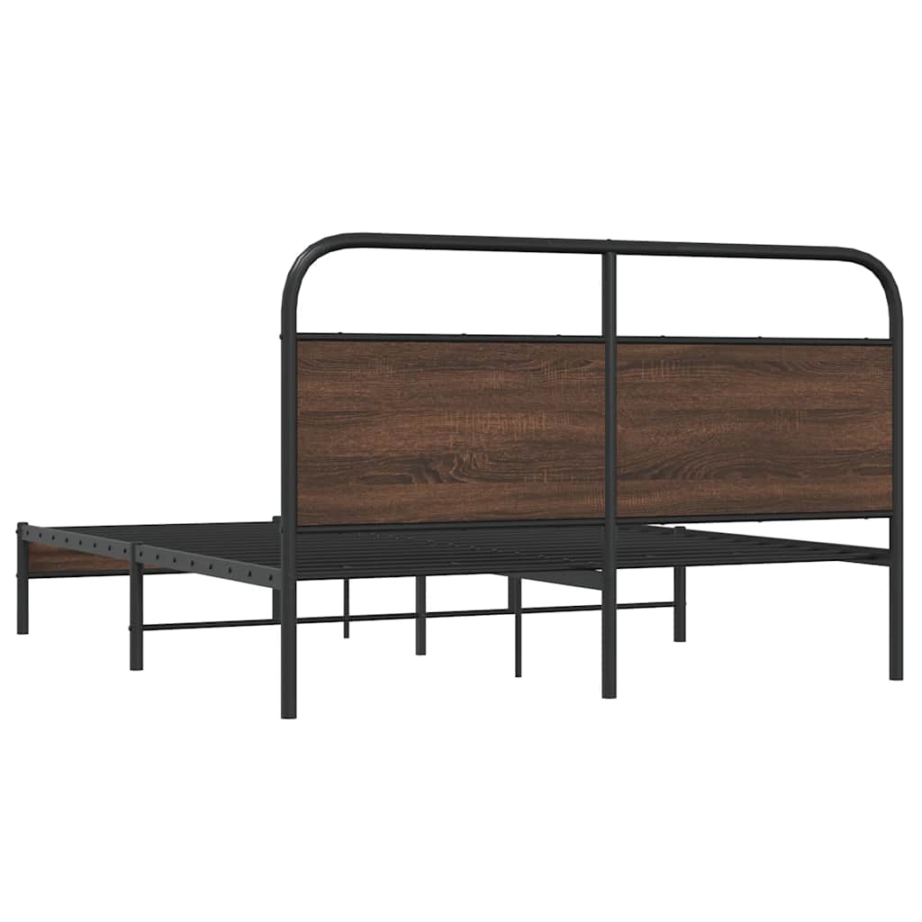 Bedframe zonder matras bewerkt hout bruin eikenkleur 150x200 cm is nu te koop bij PeponiXL, paradijselijk wonen!