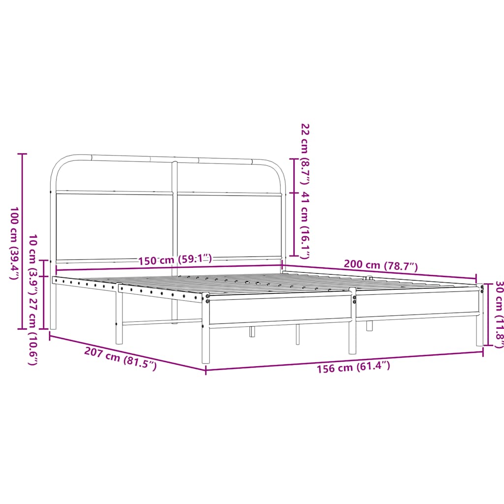 Bedframe zonder matras bewerkt hout bruin eikenkleur 150x200 cm is nu te koop bij PeponiXL, paradijselijk wonen!