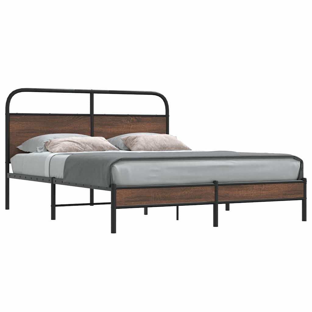 Bedframe zonder matras bewerkt hout bruin eikenkleur 150x200 cm is nu te koop bij PeponiXL, paradijselijk wonen!